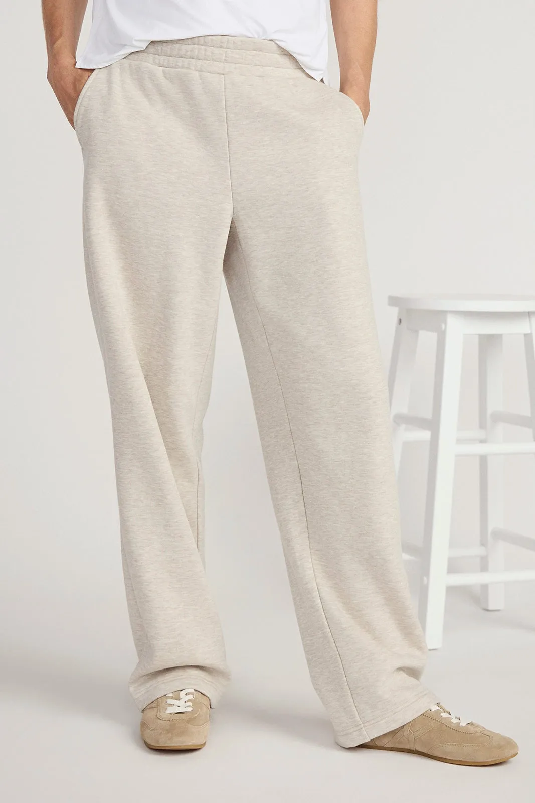 The Soft Warm GRS Certified Recycled Poly + Organic Cotton Fleece Pant - Nacreous Clouds Htr Cream sold by Mondetta product image thumbnail 2