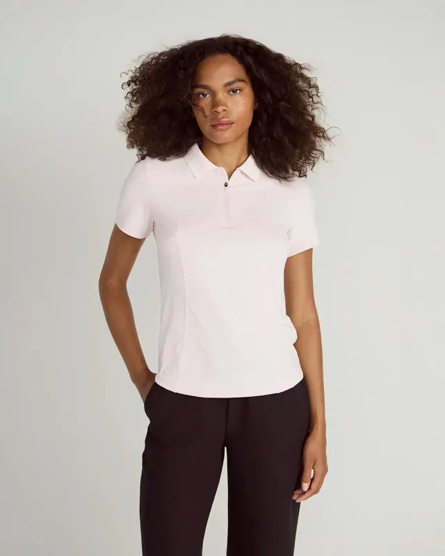 The Stretch Pique GRS Certified Recycled Nylon Polo - Potpourri sold by Mondetta