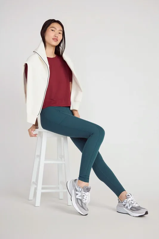 The Active Stretch GRS Certified Recycled Nylon Piping Detail Legging - Green sold by Mondetta