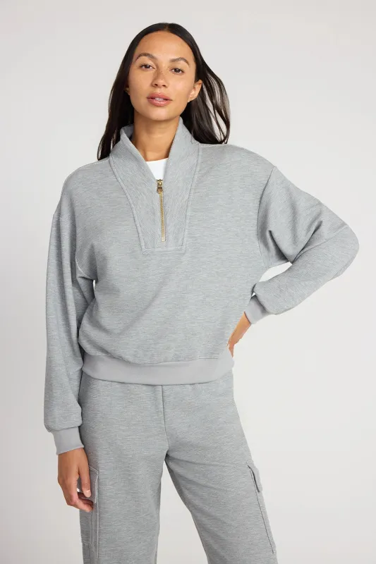 The Soft Luxe TENCEL™ Lyocell Waffle 1/4 Zip - Heather Grey sold by Mondetta