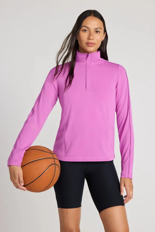 The Run Active GRS Certified Recycled Poly 1/4 Zip Top - Bright Purple sold by Mondetta