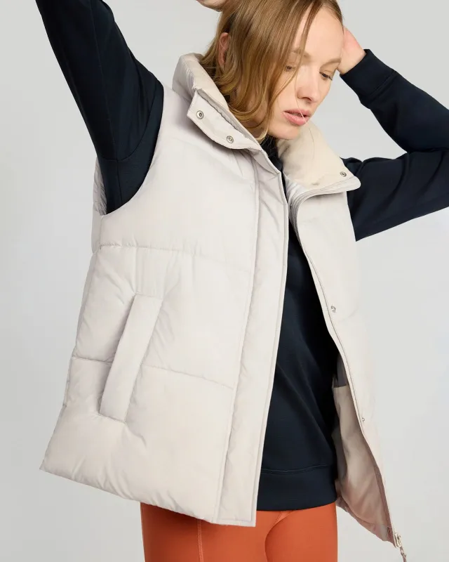 The Sorona™ Fill GRS Certified Recycled Poly Puffer Vest - Nacreous Clouds Htr Cream sold by Mondetta