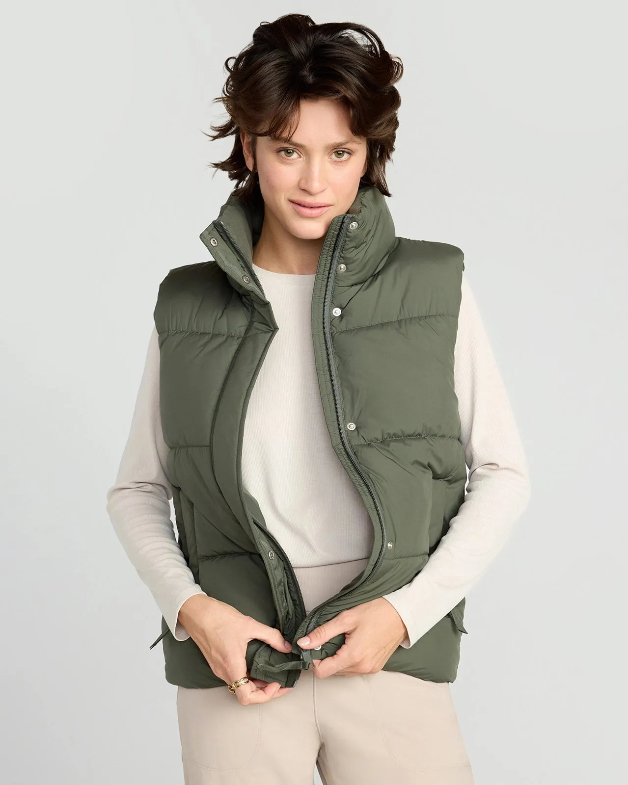 The Sorona™ Fill GRS Certified Recycled Poly Puffer Vest - Kambaba Green sold by Mondetta product image thumbnail 5
