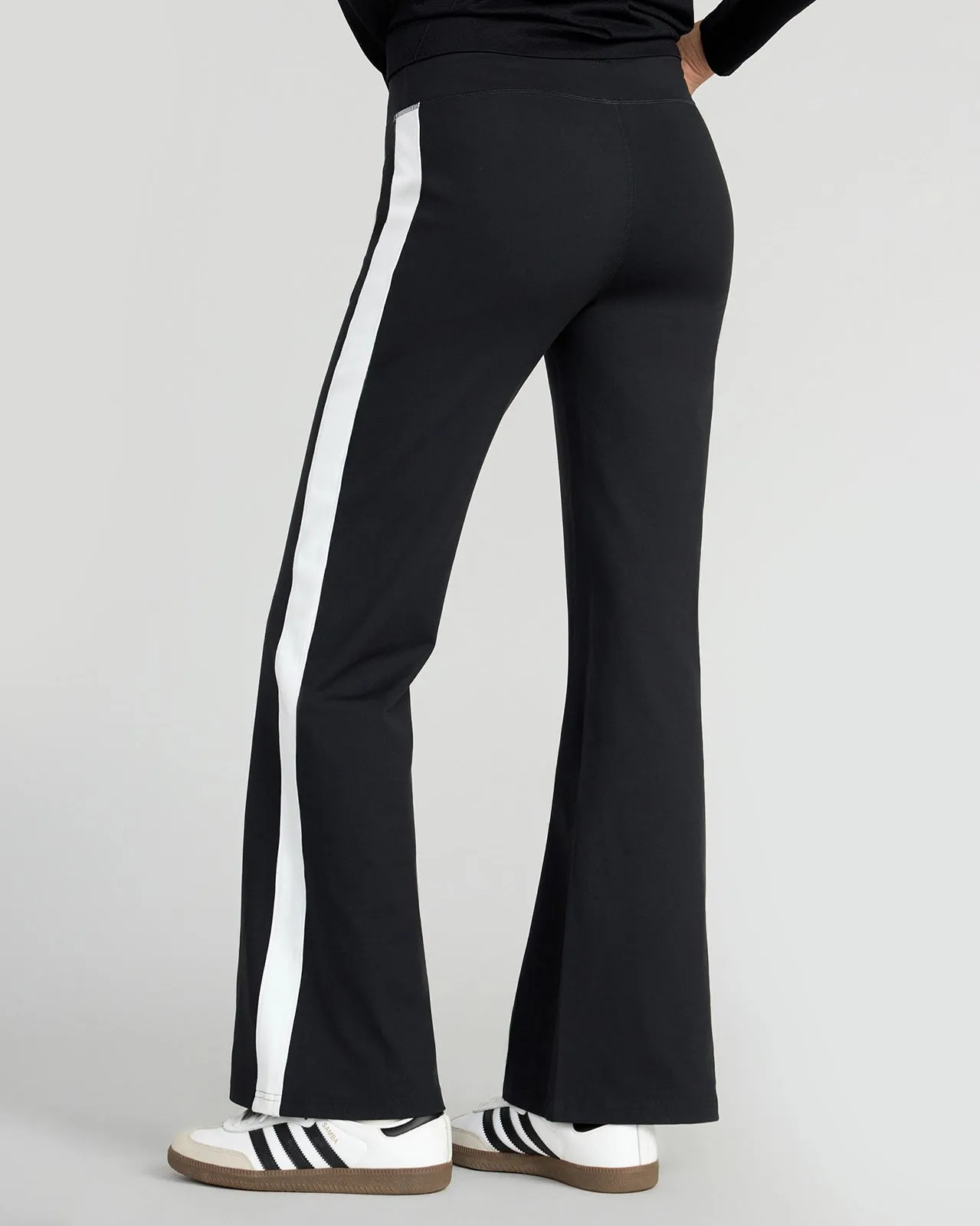 The Stretch GRS Certified Recycled Poly Flared Pant - Black/White sold by Mondetta product image thumbnail 4