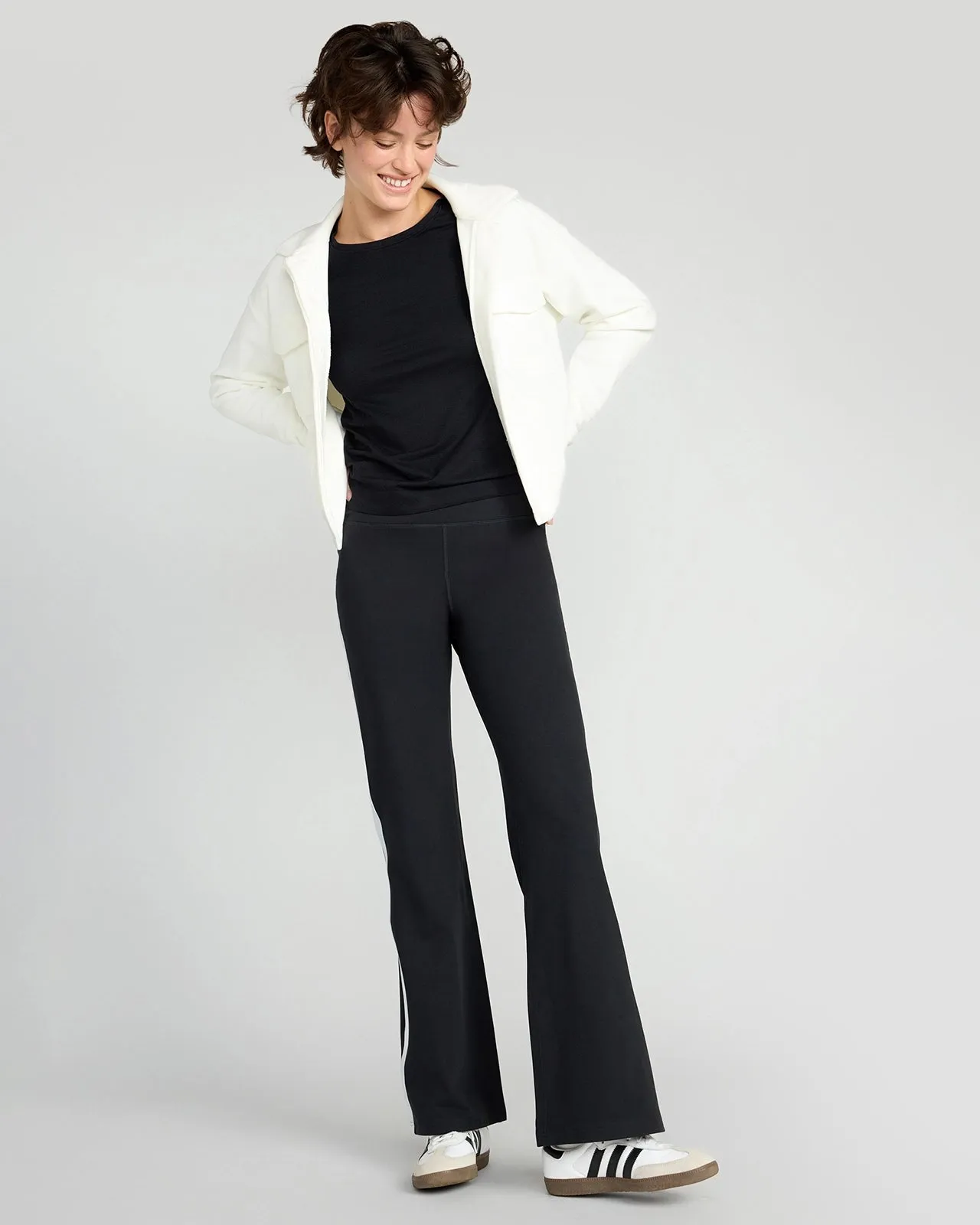 The Stretch GRS Certified Recycled Poly Flared Pant - Black/White sold by Mondetta product image thumbnail 5