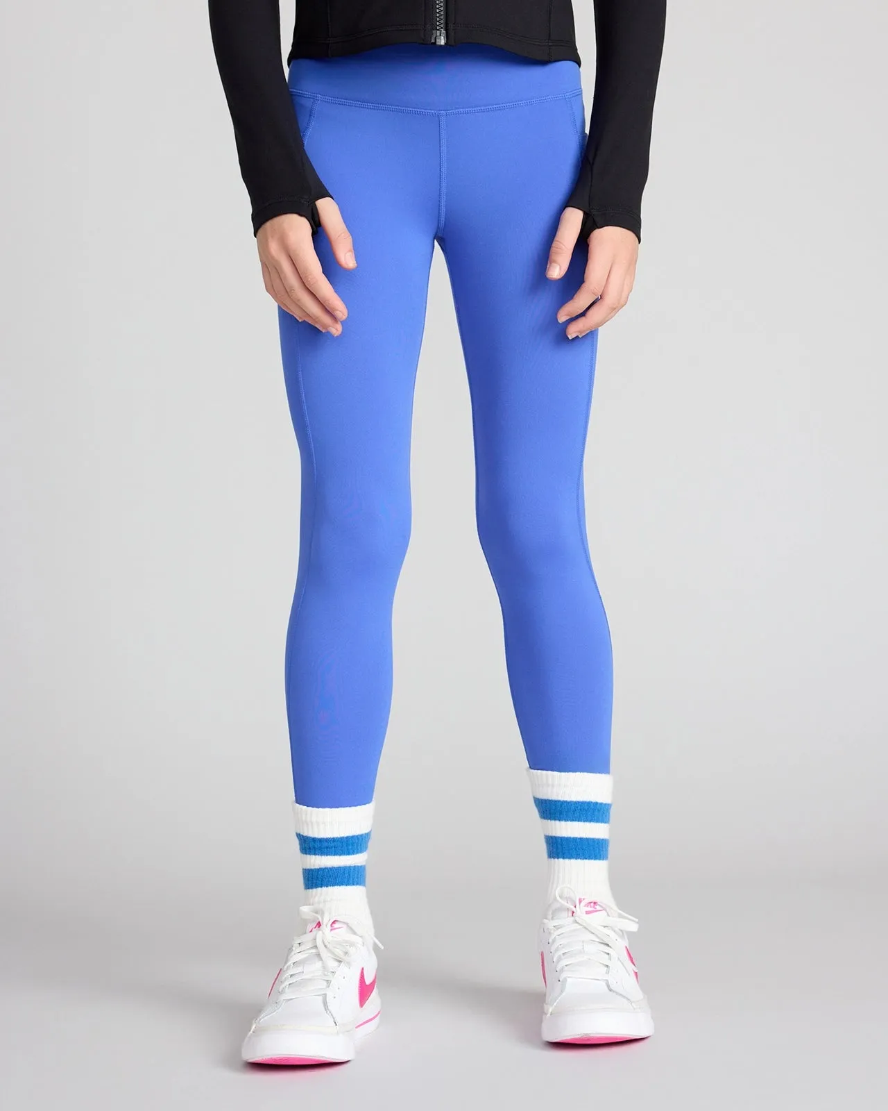 The Girls' Active Stretch GRS Certified Recycled Poly 7/8 Legging - Dazzling Blue sold by Mondetta product image thumbnail 2