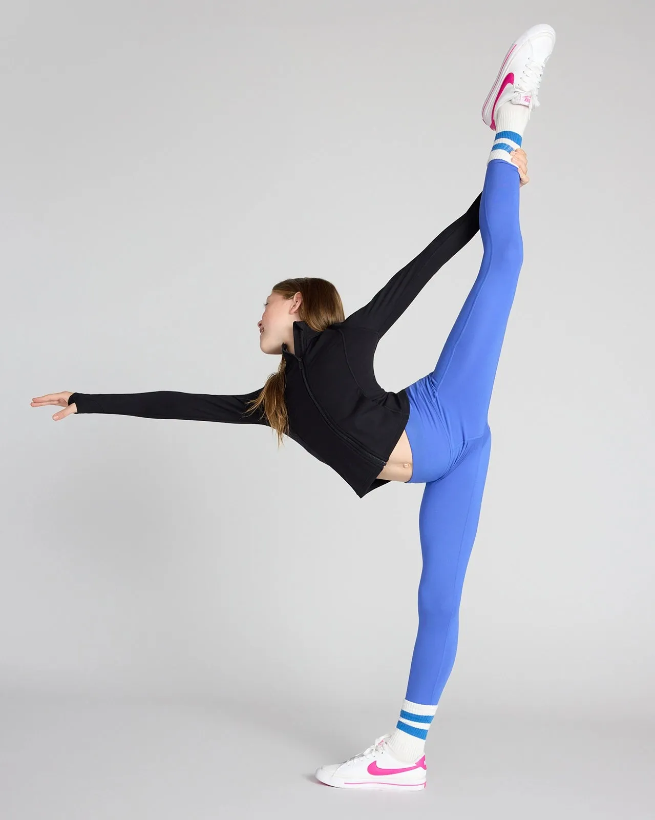 The Girls' Active Stretch GRS Certified Recycled Poly 7/8 Legging - Dazzling Blue sold by Mondetta product image thumbnail 5