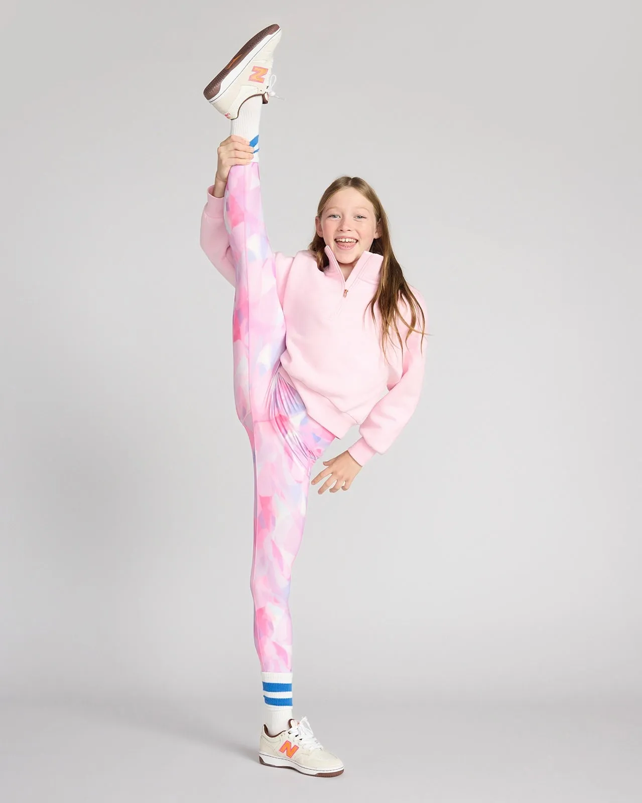 The Girls' Active Stretch GRS Certified Recycled Poly 7/8 Legging - Abstract Pink sold by Mondetta product image thumbnail 3