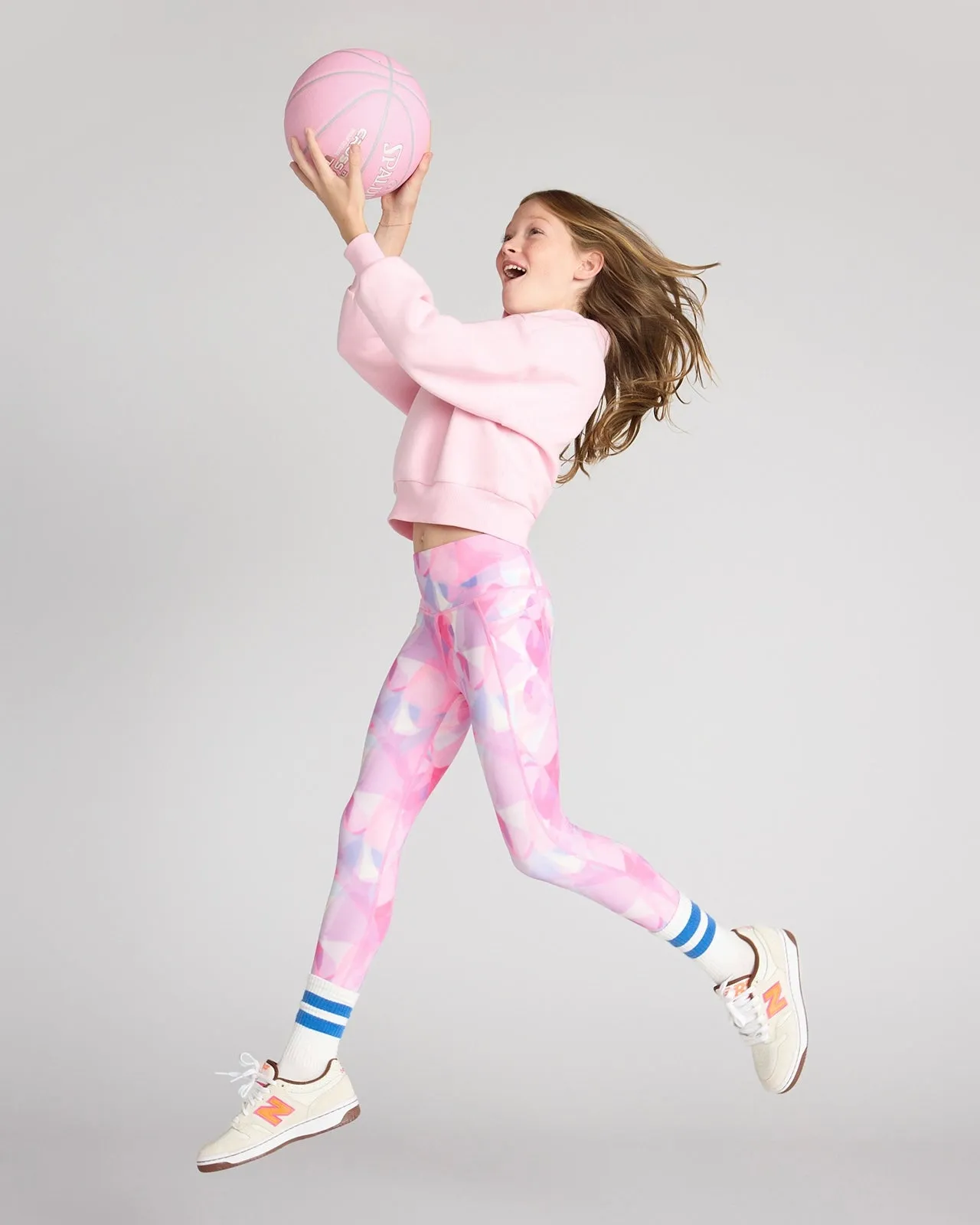 The Girls' Active Stretch GRS Certified Recycled Poly 7/8 Legging - Abstract Pink sold by Mondetta product image thumbnail 4