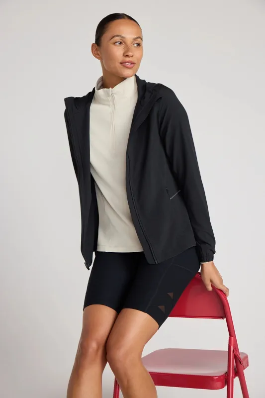 The Lightweight Stretch GRS Certified Recycled Poly Jacket - Black sold by Mondetta