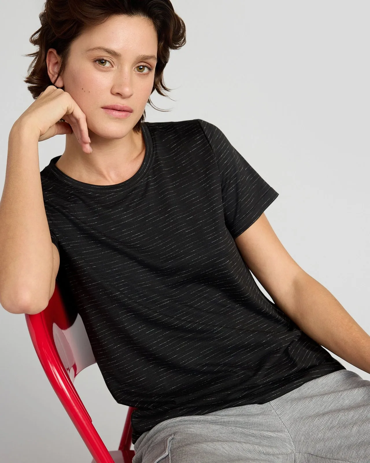 The GRS Certified Recycled Poly Space Dye Tee - Black sold by Mondetta product image thumbnail 4