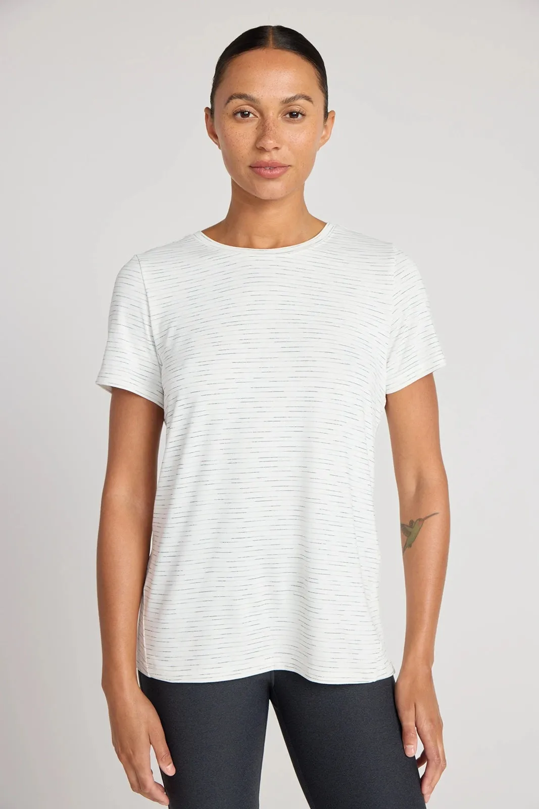 The GRS Certified Recycled Poly Space Dye Tee - White Combo sold by Mondetta