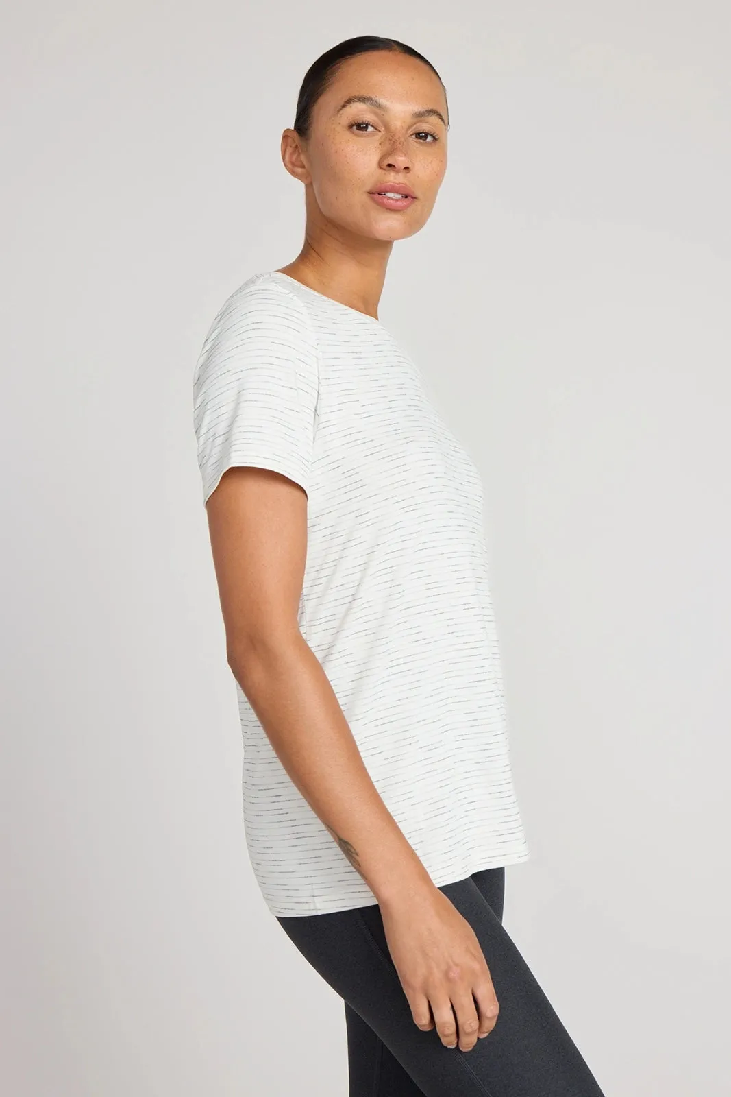 The GRS Certified Recycled Poly Space Dye Tee - White Combo sold by Mondetta product image thumbnail 4