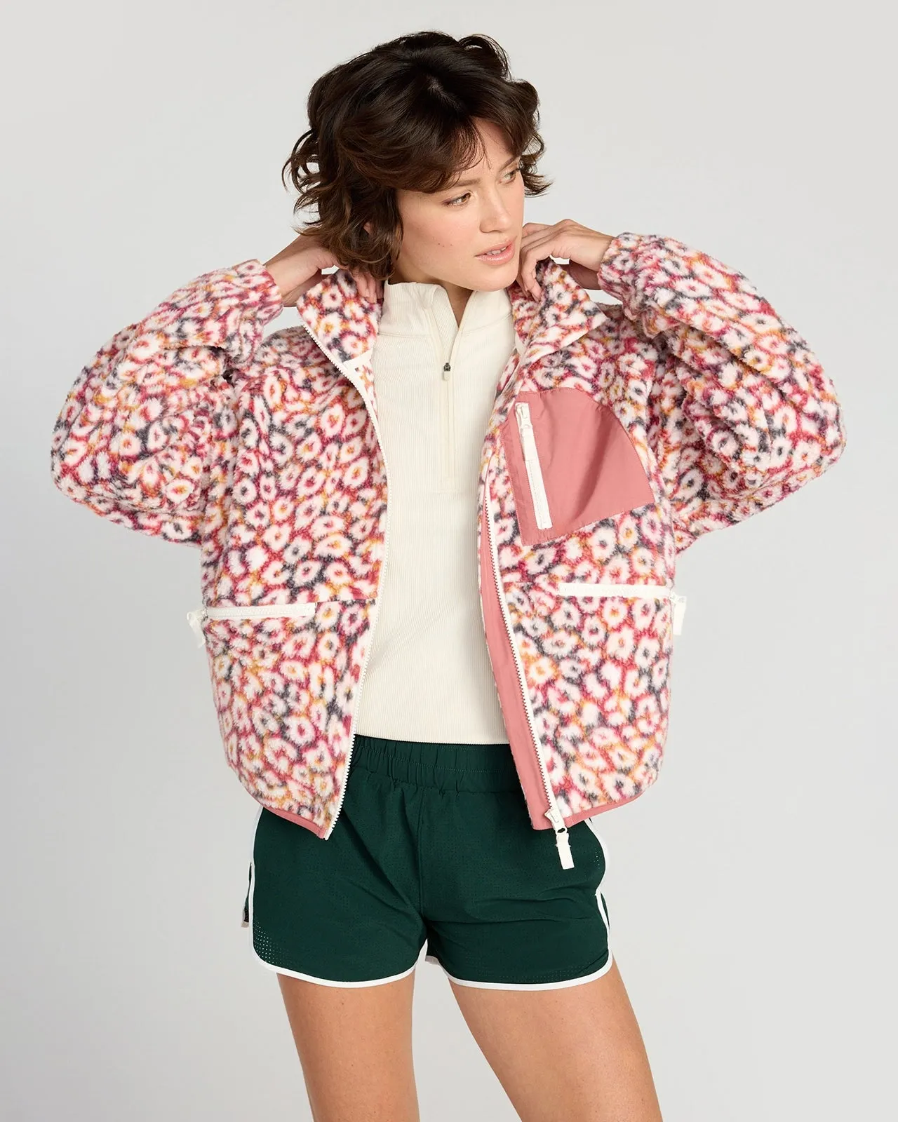 The Berber Soft Luxe GRS Certified Recycled Poly Zip Front Jacket - Marble Leopard Print sold by Mondetta product image thumbnail 2