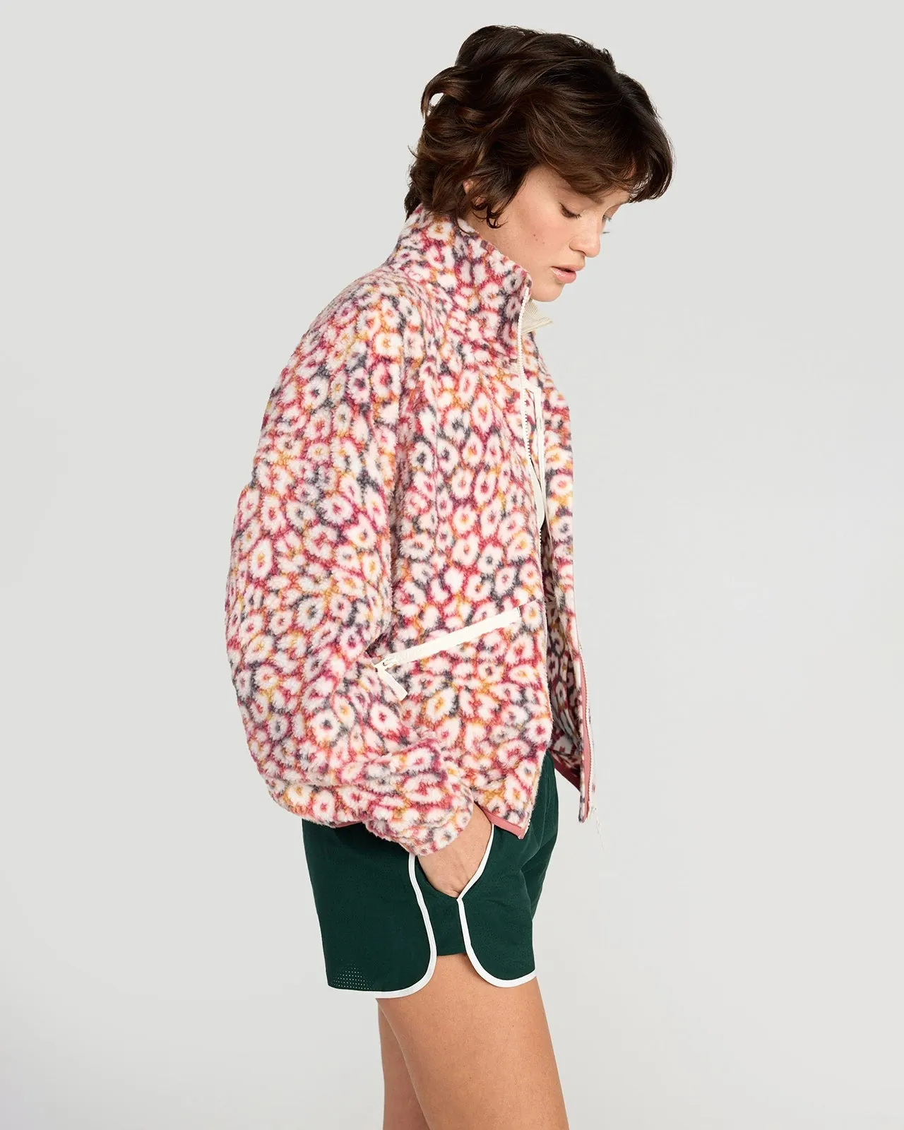 The Berber Soft Luxe GRS Certified Recycled Poly Zip Front Jacket - Marble Leopard Print sold by Mondetta product image thumbnail 5