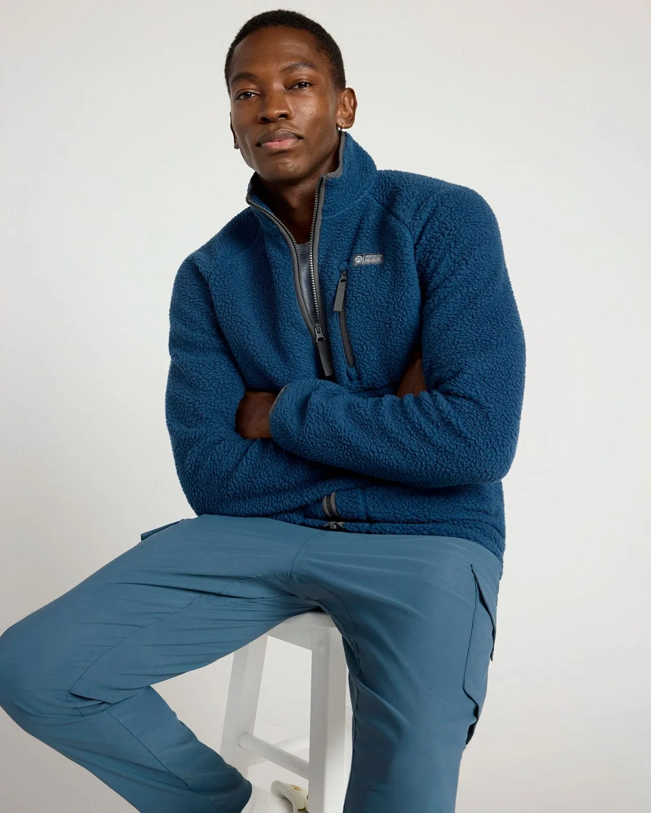 The Berber Soft Luxe GRS Certified Recycled Poly Zip Jacket - Moonlit Ocean Navy sold by Mondetta product image thumbnail 5