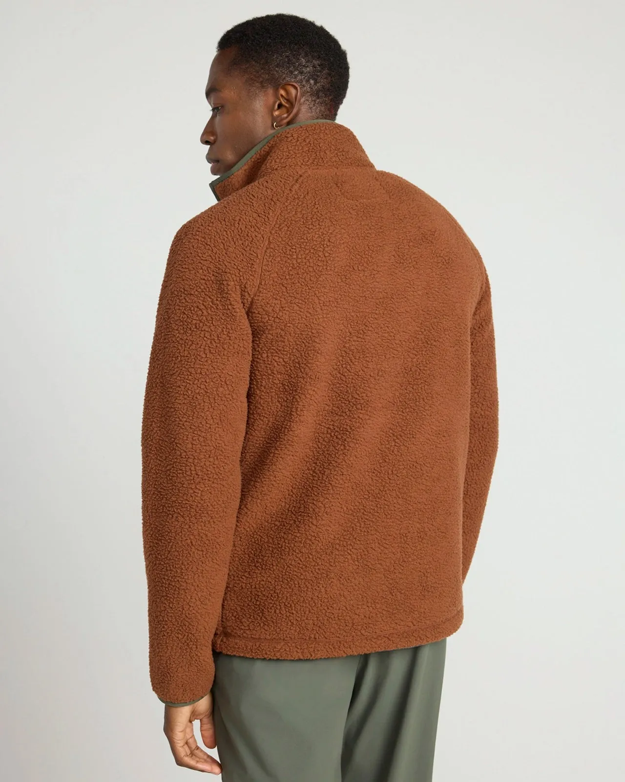 The Berber Soft Luxe GRS Certified Recycled Poly Zip Jacket - Rust Red sold by Mondetta product image thumbnail 5