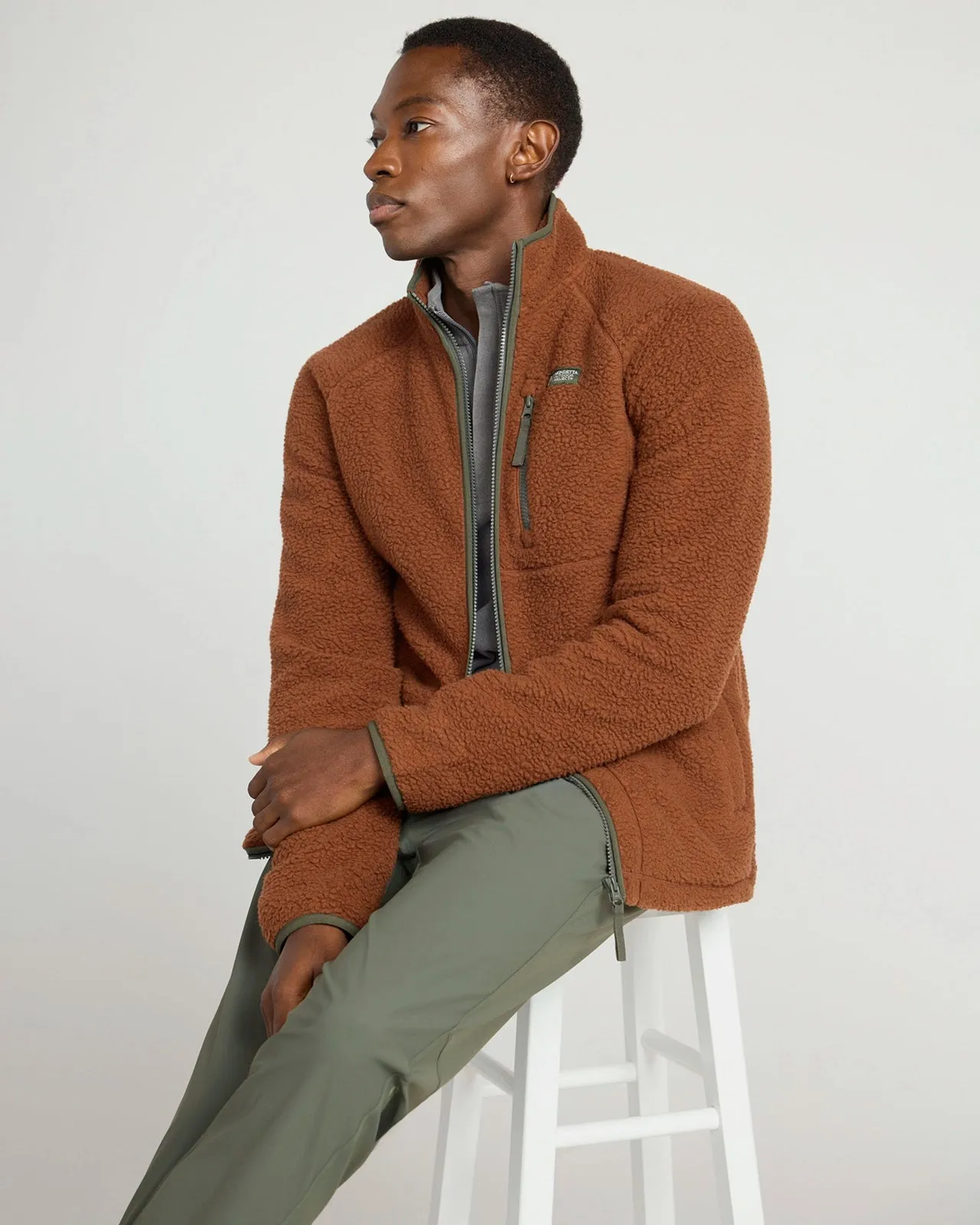 The Berber Soft Luxe GRS Certified Recycled Poly Zip Jacket - Rust Red sold by Mondetta product image thumbnail 4