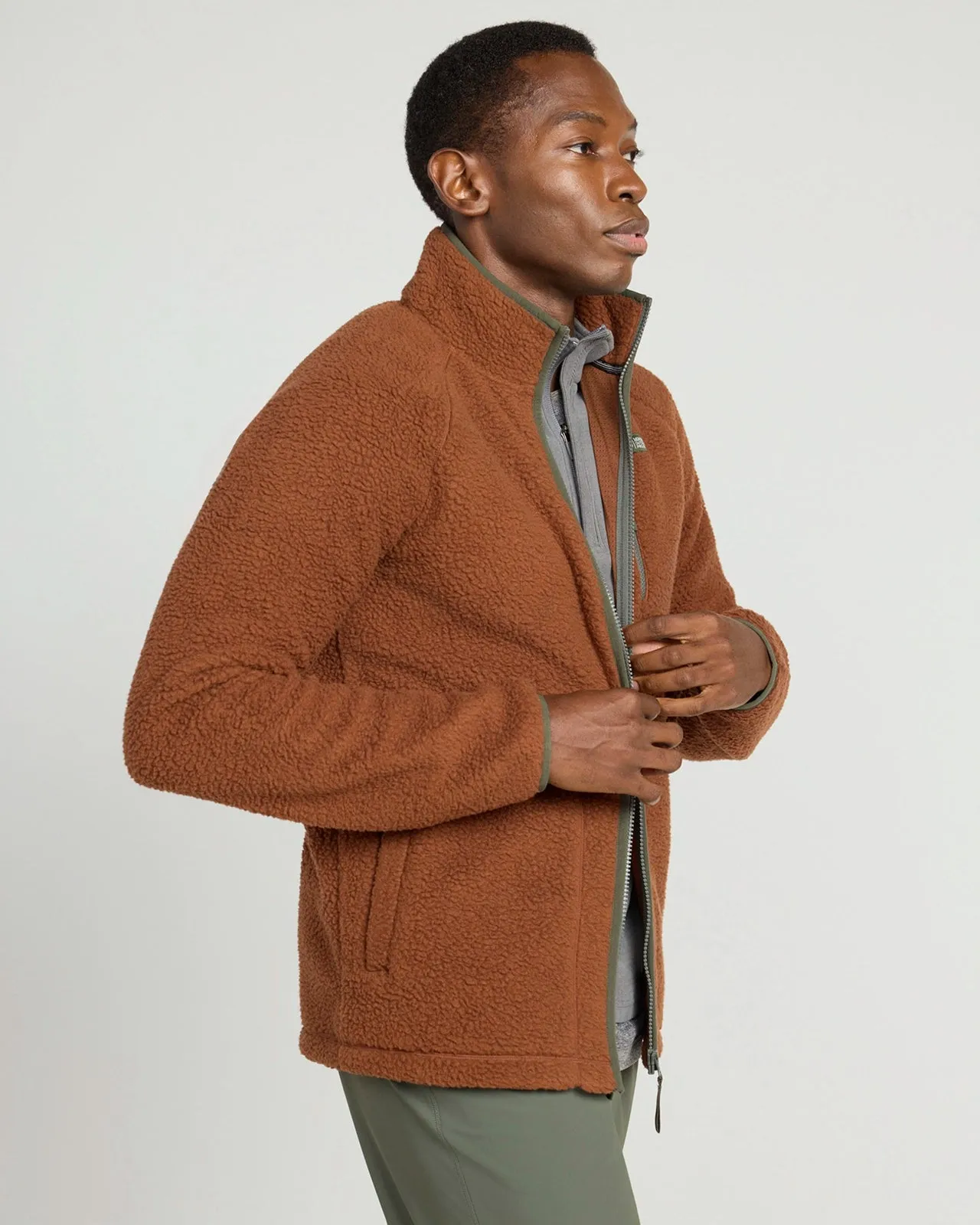 The Berber Soft Luxe GRS Certified Recycled Poly Zip Jacket - Rust Red sold by Mondetta product image thumbnail 2