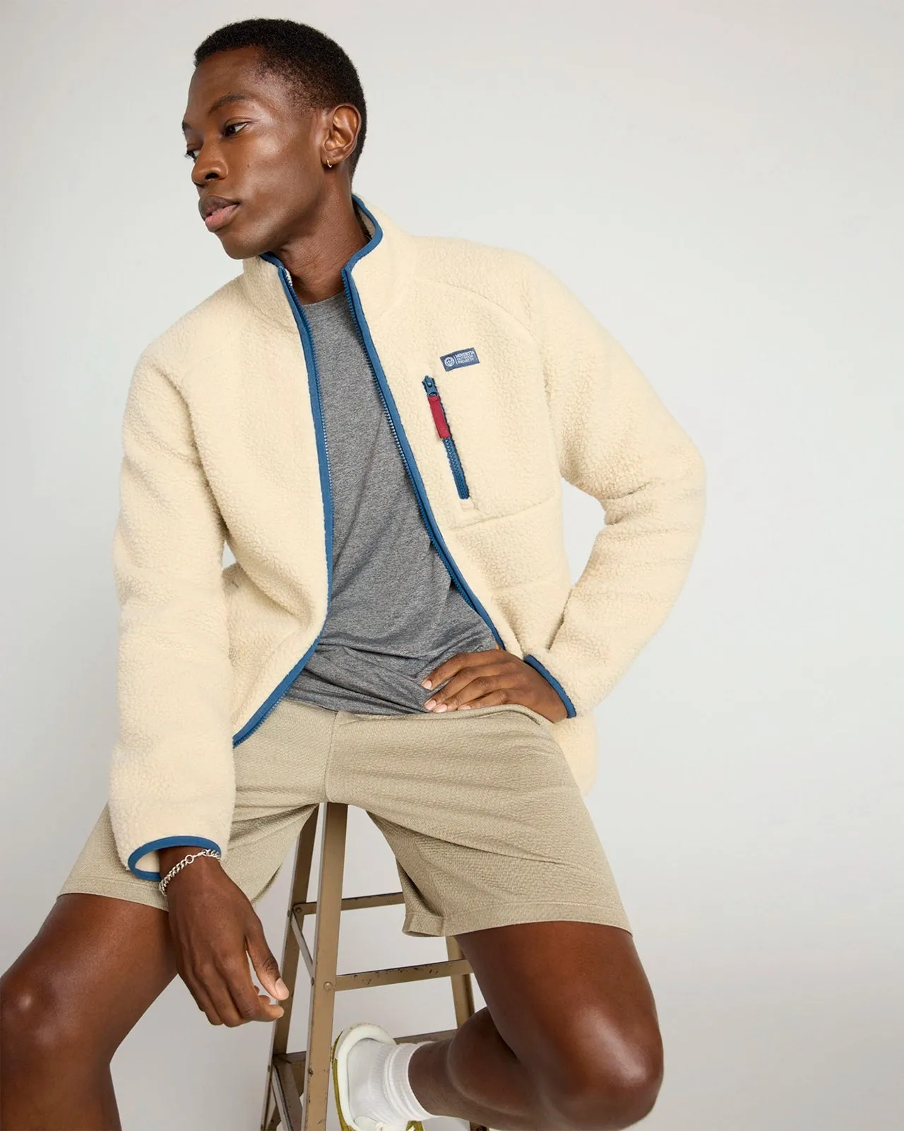 The Berber Soft Luxe GRS Certified Recycled Poly Zip Jacket - Abbey Stone sold by Mondetta product image thumbnail 2