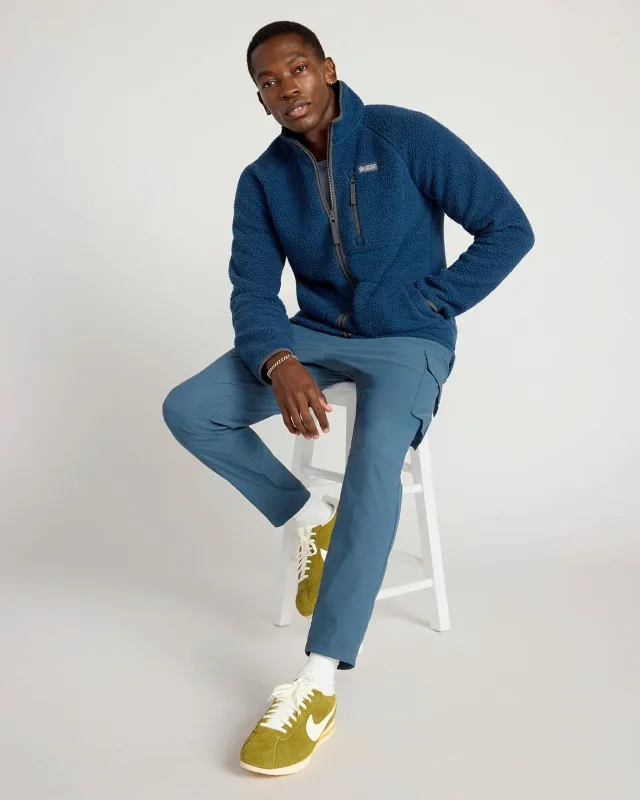 The Berber Soft Luxe GRS Certified Recycled Poly Zip Jacket - Moonlit Ocean Navy sold by Mondetta