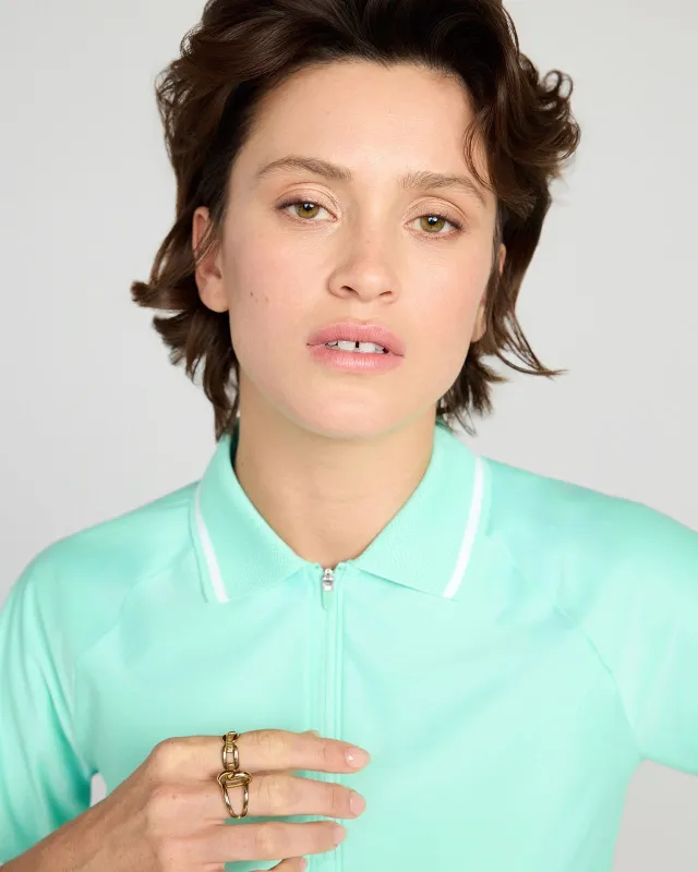 The Active GRS Certified Recycled Poly Diamond Knit Polo - Minty Green sold by Mondetta