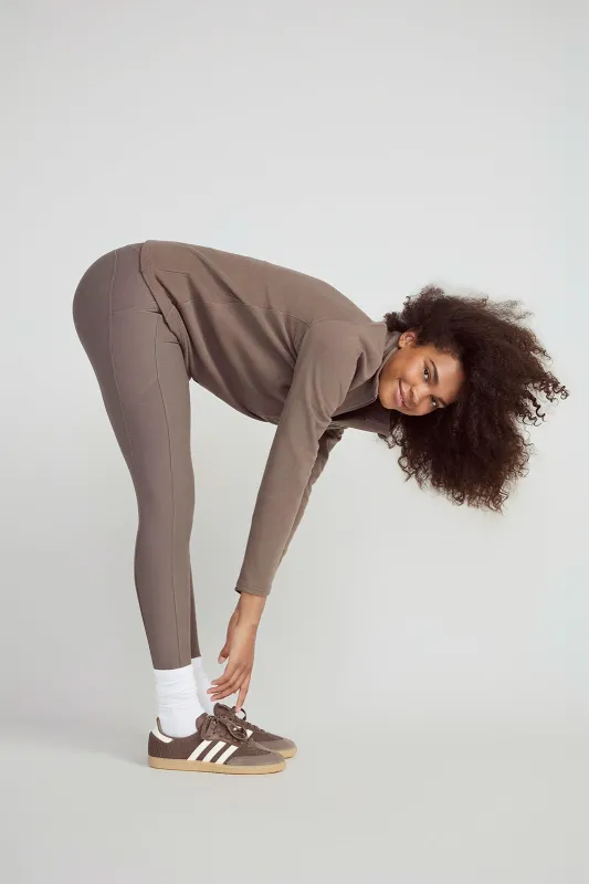 The Active Stretch GRS Certified Recycled Poly Mesh Panel Legging - Morel Taupe sold by Mondetta