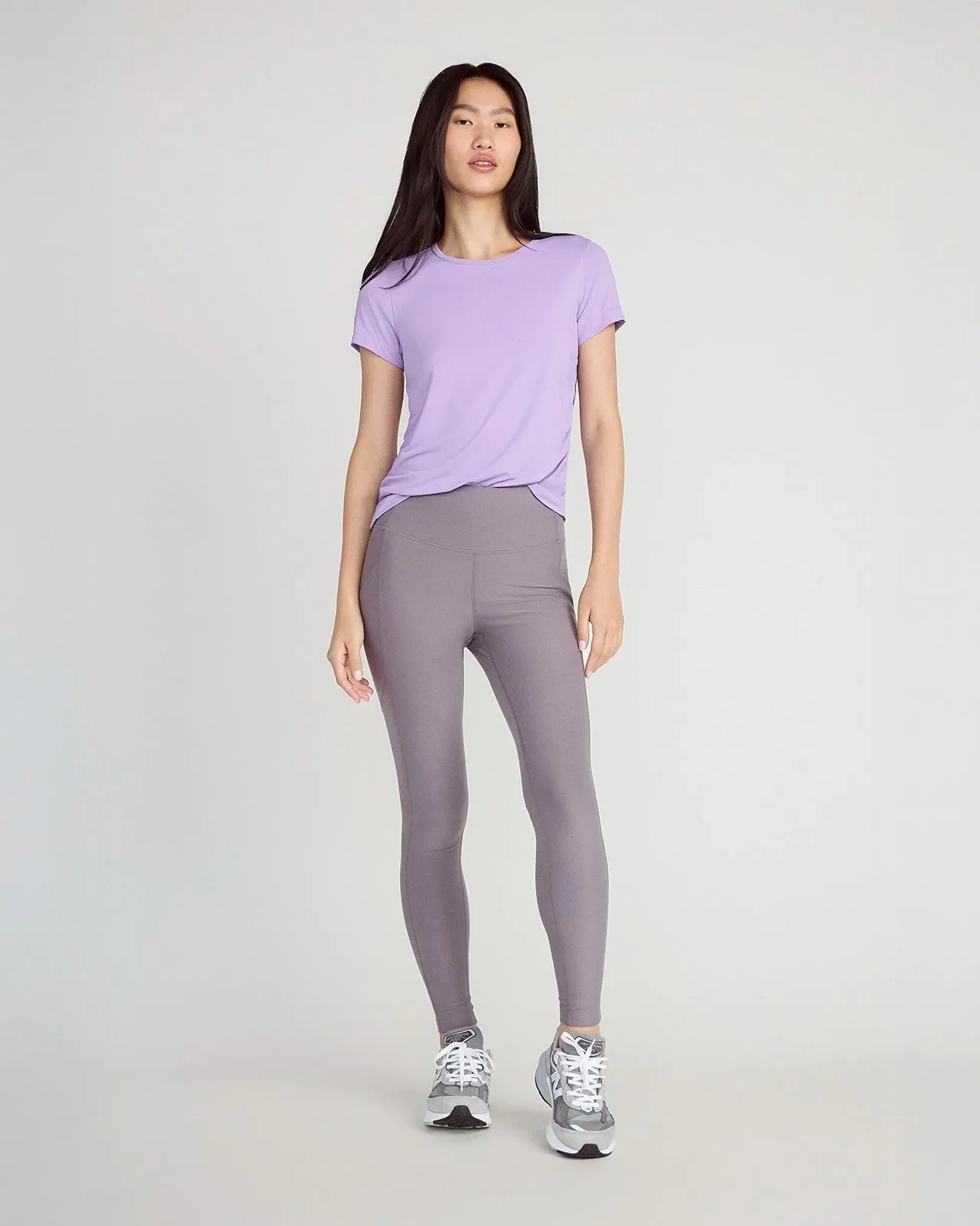 The Active Stretch GRS Certified Recycled Poly Mesh Panel Legging - Light Excalibur Purple sold by Mondetta