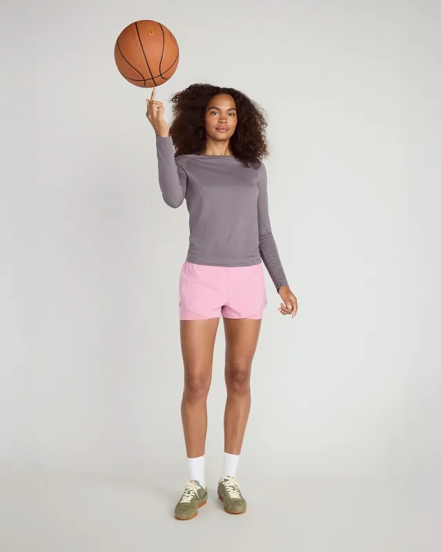 The Built-In Liner GRS Certified Recycled Poly Ventilating 2.5" Short - Polignac Pink sold by Mondetta