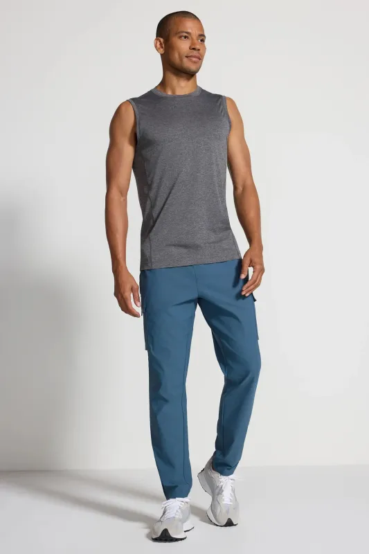 The Active Stretch GRS Certified Recycled Poly Tank - Heather Light Black sold by Mondetta