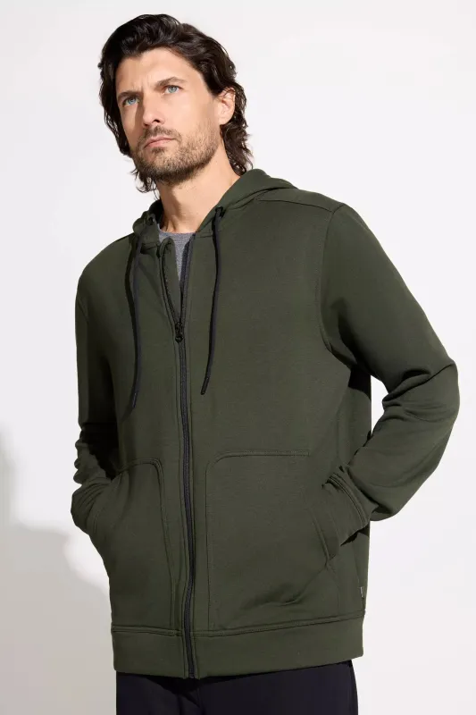 The Soft Luxe GRS Certified Recycled Poly + Modal Hoodie - Deep Olive Green sold by Mondetta