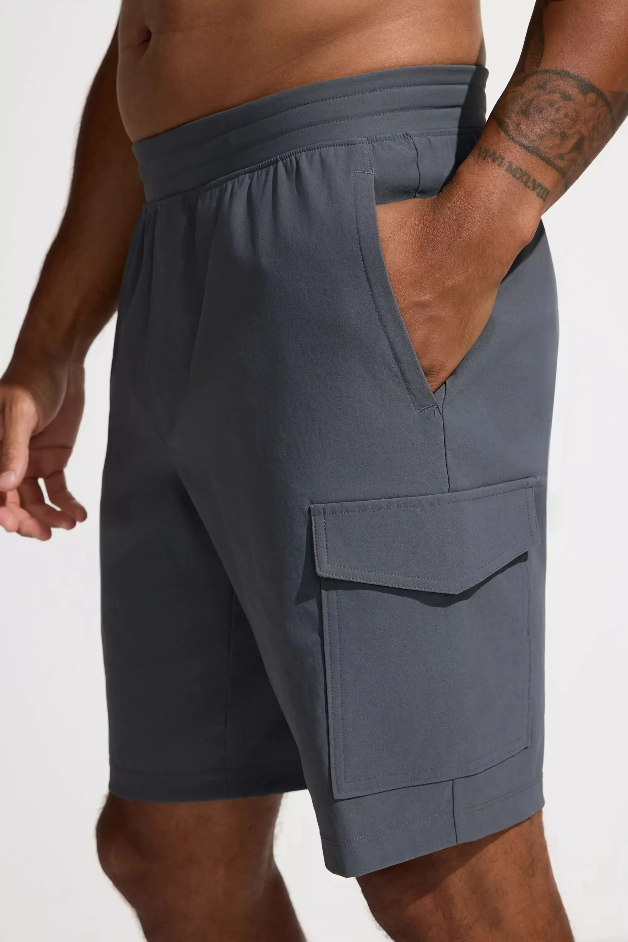 The Active GRS Certified Recycled Nylon 10" Cargo Short - Dark Cool Grey sold by Mondetta product image thumbnail 4