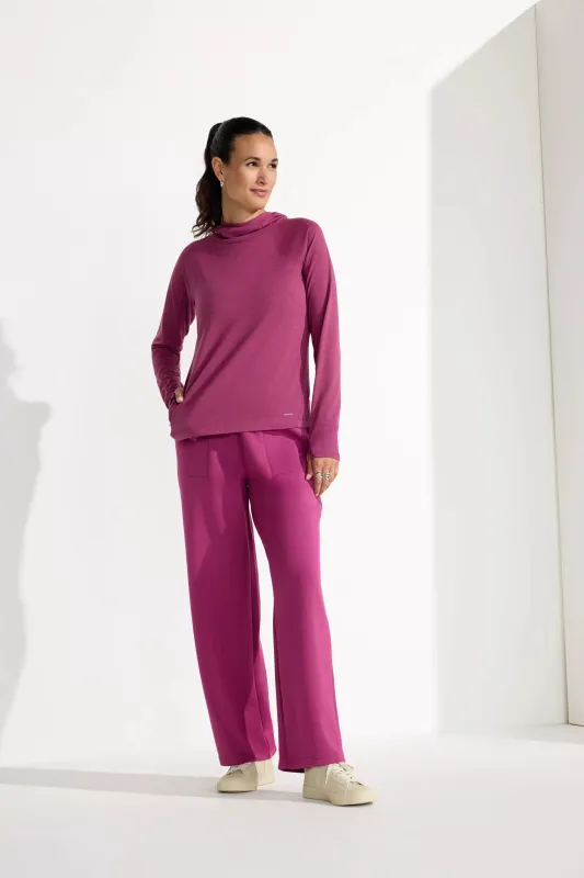 The Soft Luxe GRS Certified Recycled Poly + TENCEL™ Modal Wide Leg Pant - Raspberry Coulis Pink sold by Mondetta