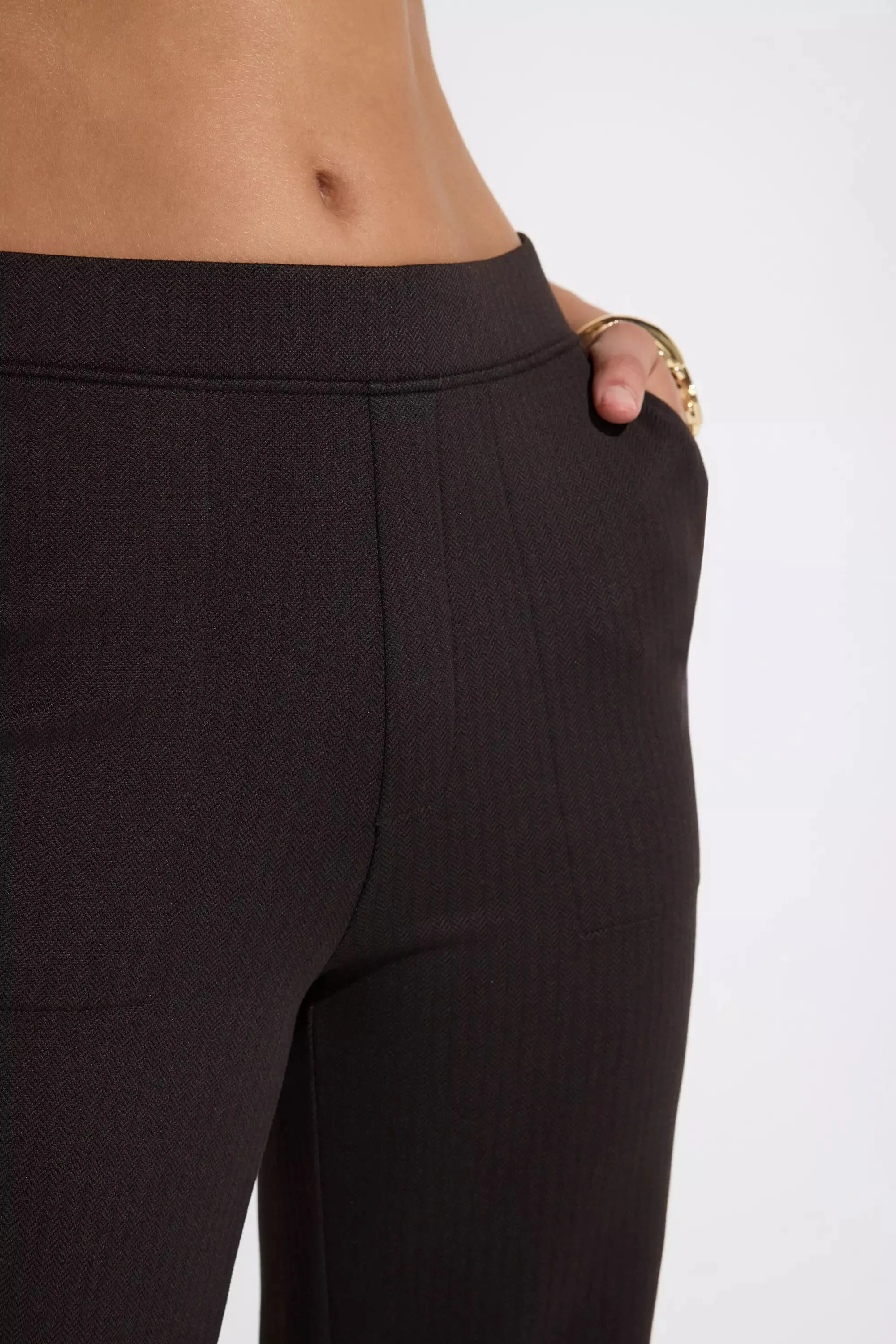 The Soft Luxe GRS Certified Recycled Poly Herringbone Pant - Dark Brown sold by Mondetta product image thumbnail 3