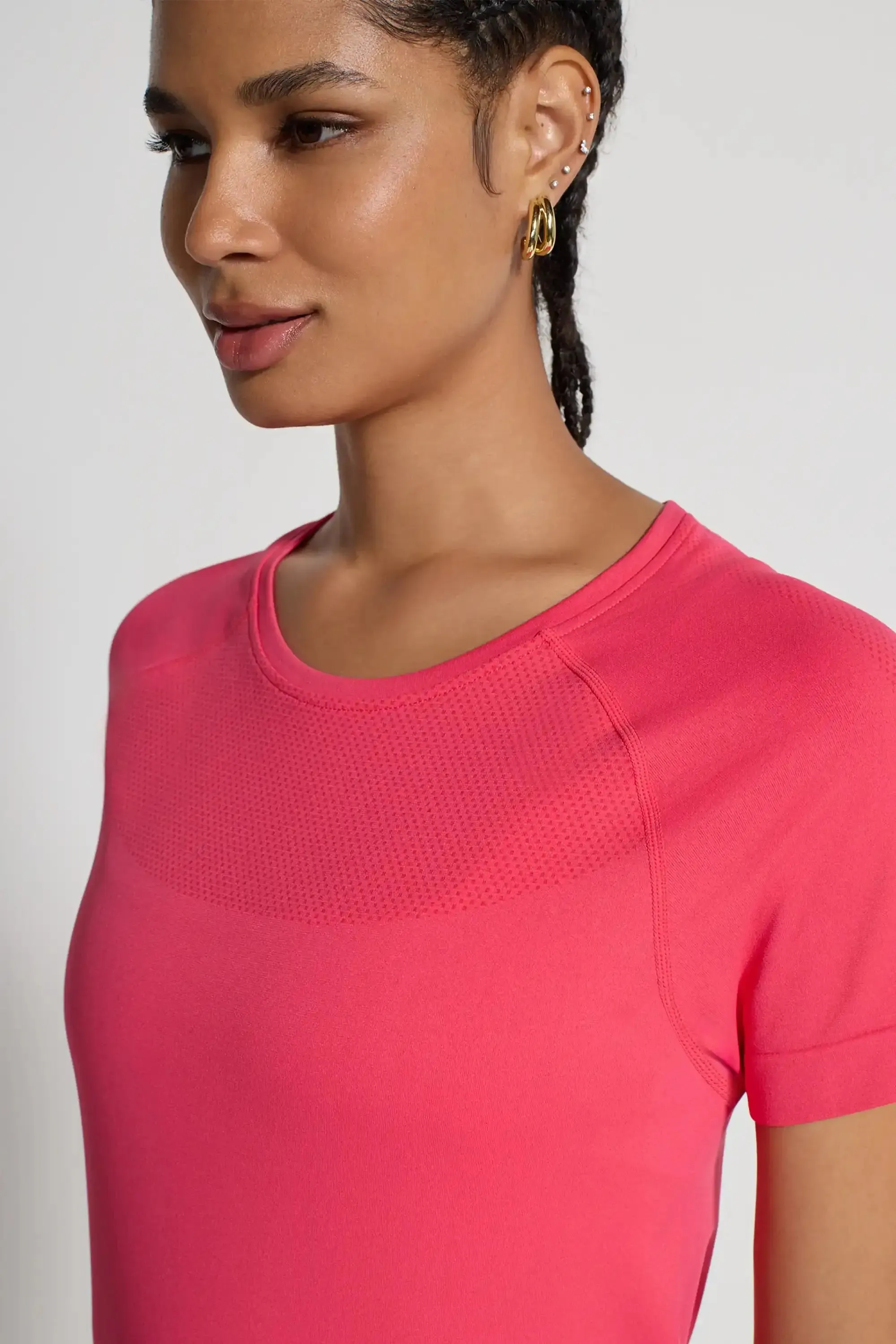 The Stretch Seamless GRS Certified Recycled Nylon T-Shirt - Hibiscus Pink sold by Mondetta product image thumbnail 4