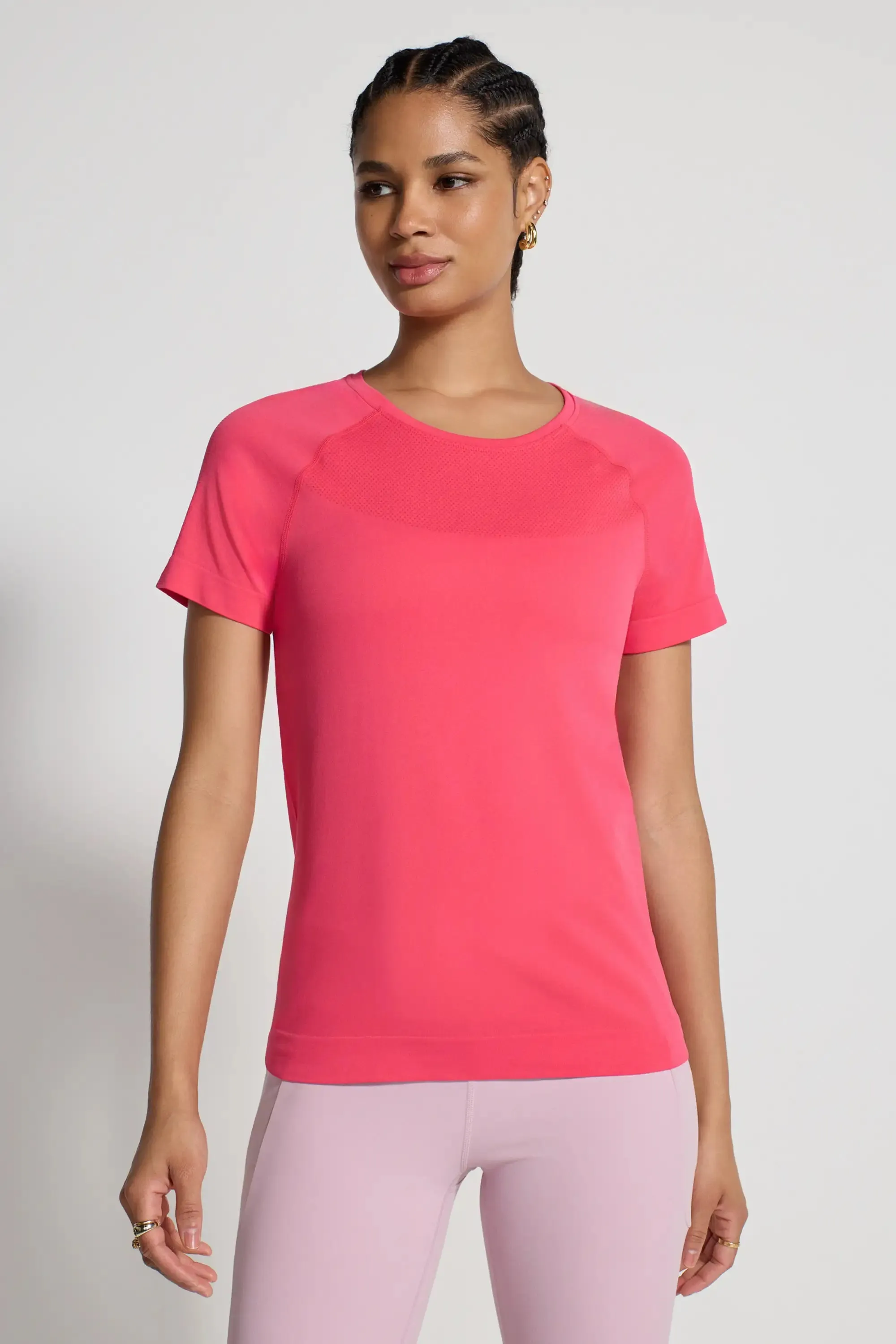 The Stretch Seamless GRS Certified Recycled Nylon T-Shirt - Hibiscus Pink sold by Mondetta product image thumbnail 2