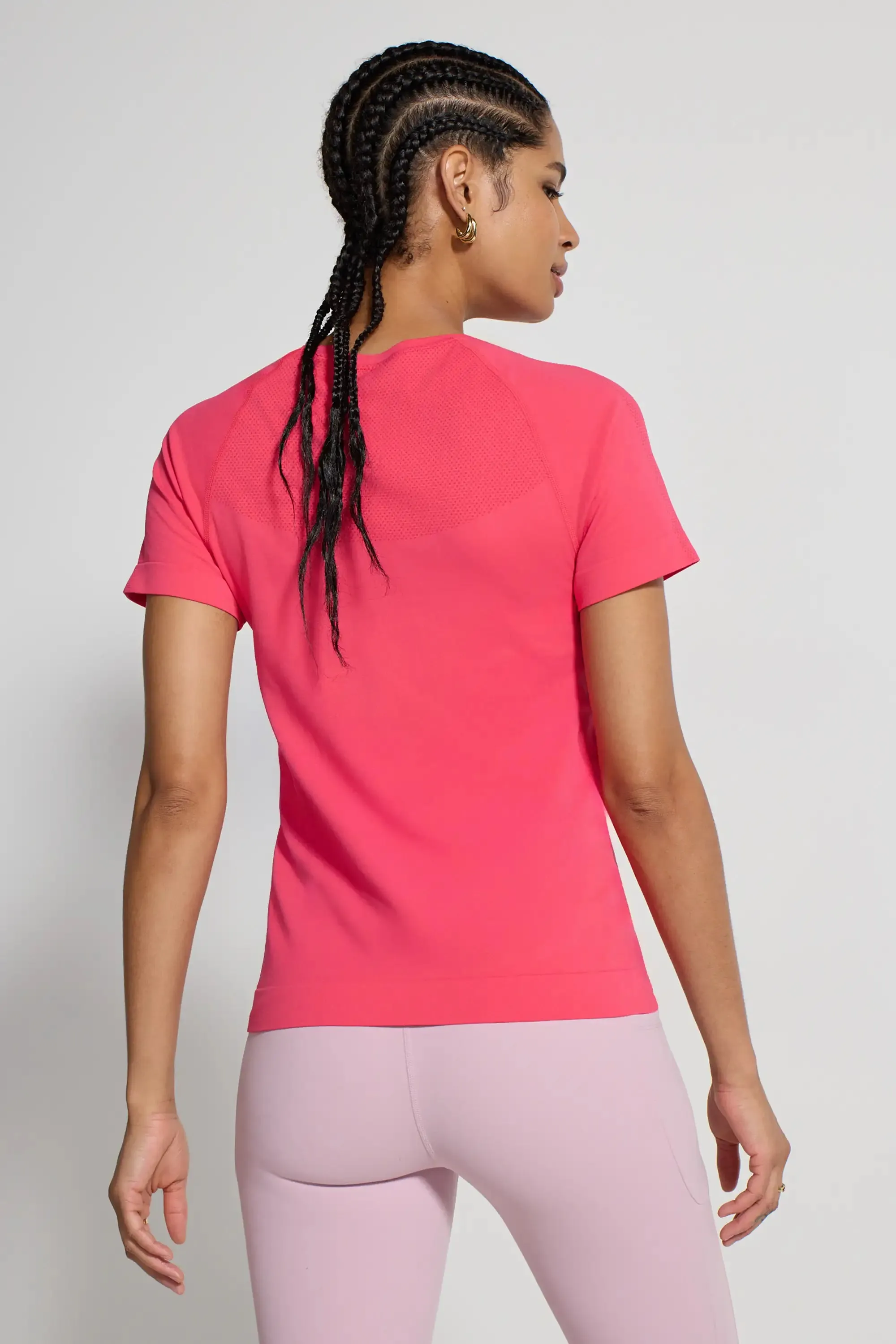 The Stretch Seamless GRS Certified Recycled Nylon T-Shirt - Hibiscus Pink sold by Mondetta product image thumbnail 5
