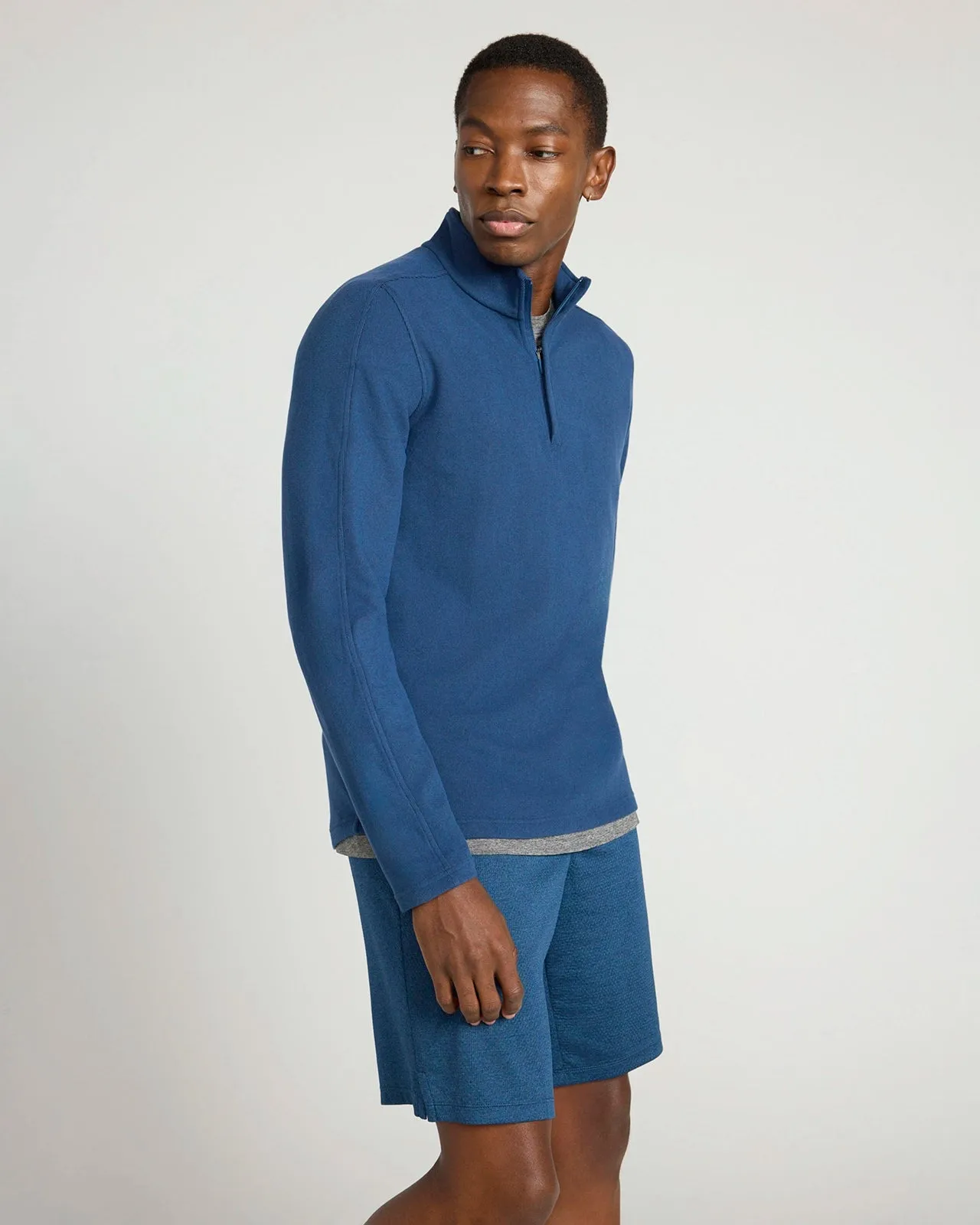 The Soft Luxe GRS Certified Recycled Poly Velour 1/4 Zip - Sargasso Sea Blue sold by Mondetta product image thumbnail 3