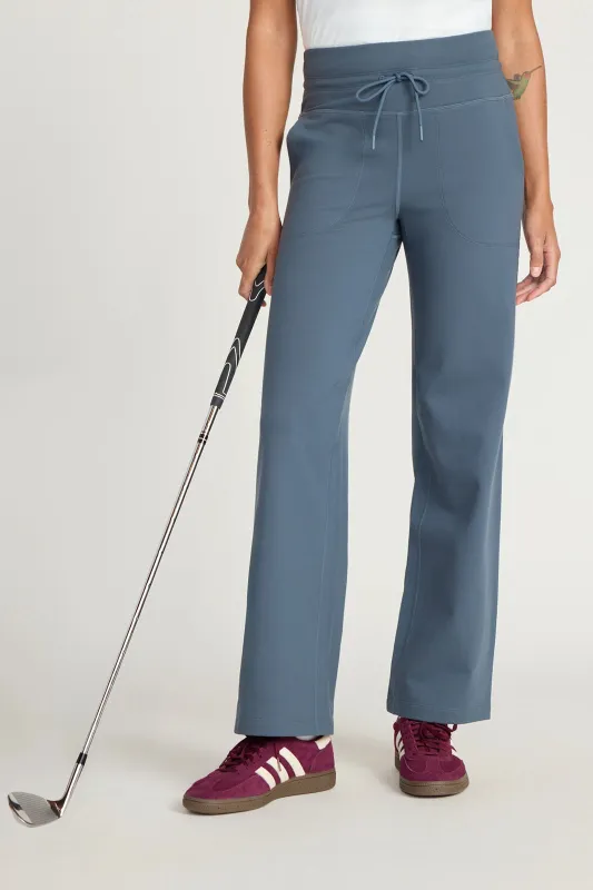 The Warm Stretch GRS Certified Recycled Poly Straight Leg Pant - Bluish Grey sold by Mondetta