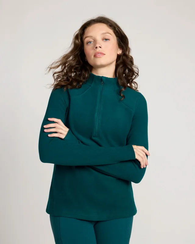 The Warm Stretch GRS Certified Recycled Poly 1/4 Zip - Dark Sea Teal sold by Mondetta