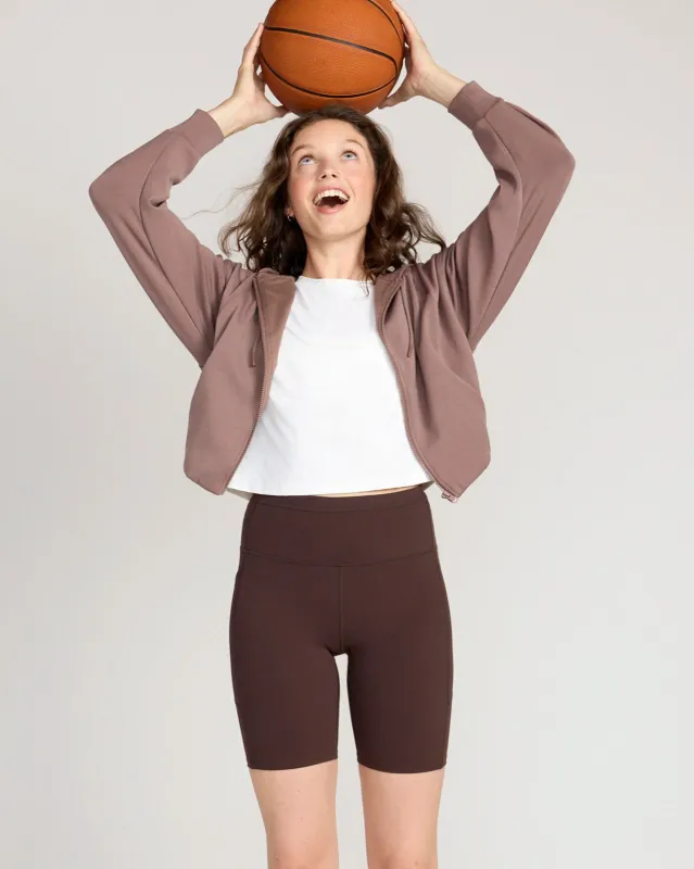 The Active GRS Recycled Nylon Curved Seams Biker Short - Brown sold by Mondetta