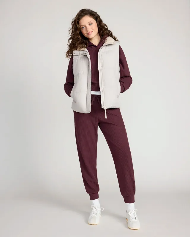 The Soft Luxe Ribbed GRS Certified Recycled Poly Cropped Hoodie - Fudge sold by Mondetta