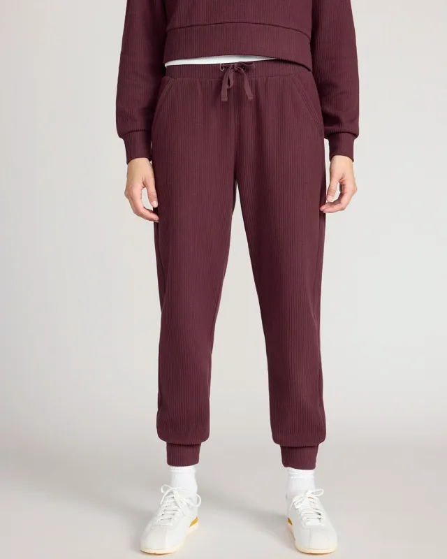The Soft Luxe Ribbed GRS Certified Recycled Poly Jogger - Fudge sold by Mondetta