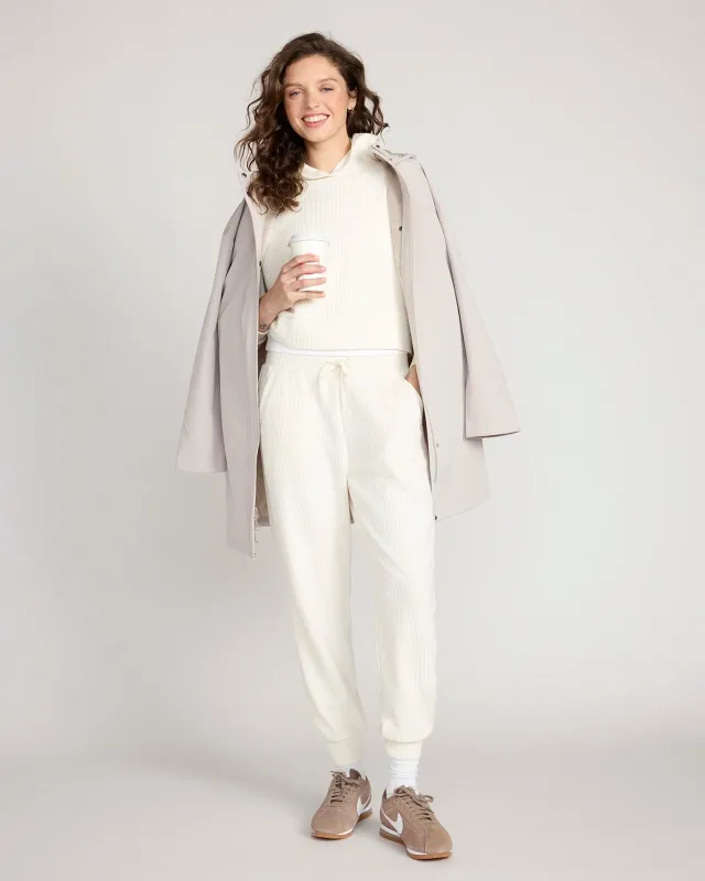 The Soft Luxe Ribbed GRS Certified Recycled Poly Jogger - Sugar Swizzle Cream sold by Mondetta