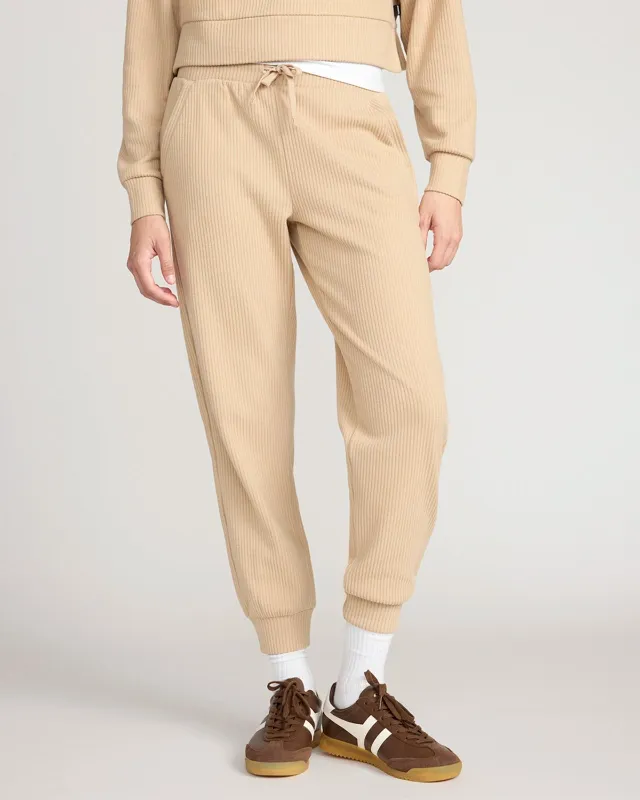 The Soft Luxe Ribbed GRS Certified Recycled Poly Jogger - Nomad Beige sold by Mondetta