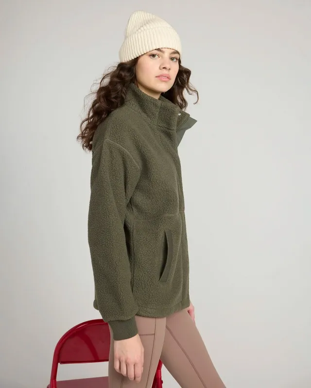 The Soft Sherpa and Crinkle Trim GRS Certified Recycled Poly Fleece Jacket - Kambaba sold by Mondetta