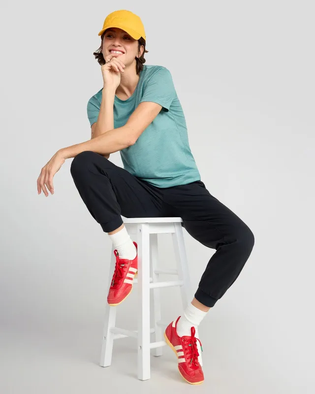 The Buttery Soft GRS Certified Recycled Nylon Mixed Media Jogger - Black sold by Mondetta