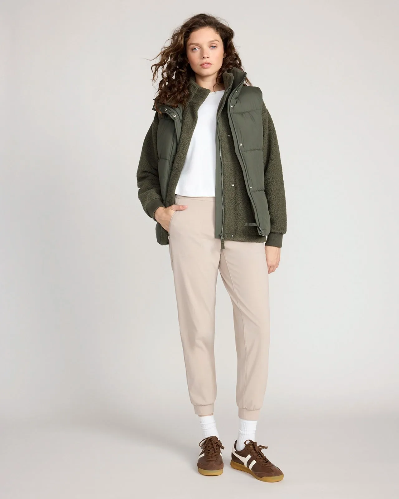 The Buttery Soft GRS Certified Recycled Nylon Mixed Media Jogger - Atmosphere sold by Mondetta