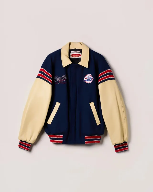 “Winnipeg Jets” Leather & Melton Varsity Jacket made by Mondetta