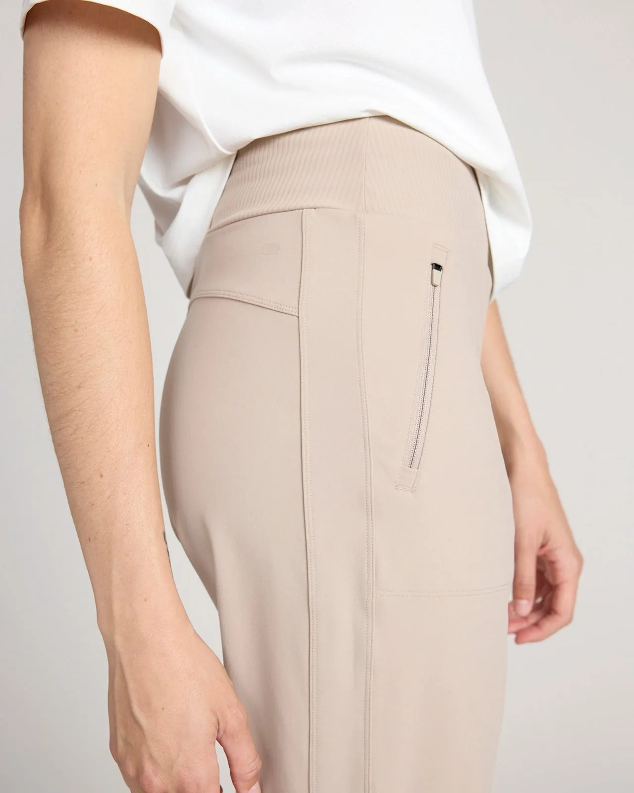 The Buttery Soft GRS Certified Recycled Nylon Mixed Media Jogger - Atmosphere Beige sold by Mondetta product image thumbnail 2